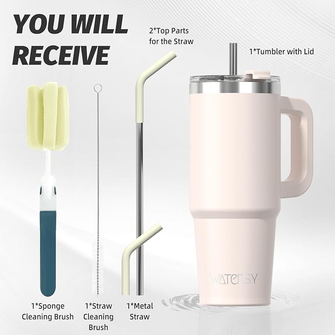 20 oz Tumbler with Handle, Tumbler with Lid and Straw, Double Wall Insulated - Image 2