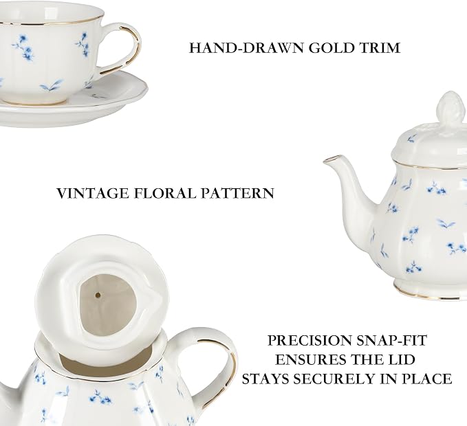Sweejar 23 Pcs Floral Tea Sets - Image 4