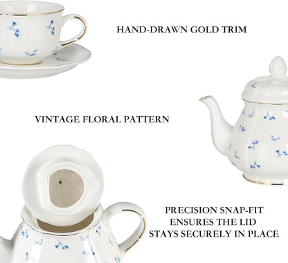 Sweejar 23 Pcs Floral Tea Sets - Image 4