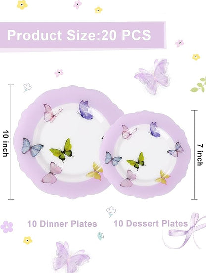 20PCS Purple Butterfly Plates - Image 2