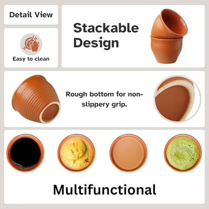 Servo Best Mini Ceramic Kulhad Cups Set of 6, 4 Oz Brown Chai Coffee Cups | - Image 5