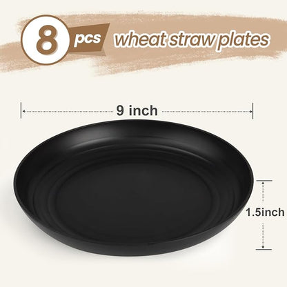 Wheat Straw Plates Set of 8, 9 Inch Dinner Plate - Image 2