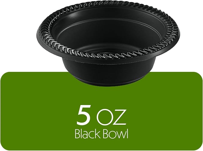 PLASTICPRO 800 PCS Black Plastic Bowls Light Weight 5 oz Small Plastic Soup - Image 5