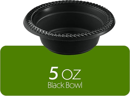 PLASTICPRO 400 PCS Black Plastic Bowls Light Weight 5 oz Small Plastic Soup - Image 5