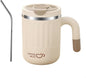 16oz Insulated Coffee Mugs - Ideal for Indoor Office Use. Features SUS 304 Inner, Double Wall Insulation, Detachable Silicone Ring. 3 Drinking Options. Available in White, Brown, Pink (White)