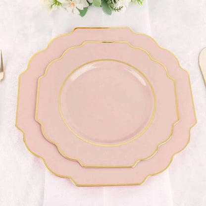 Blush Hard Plastic Dessert Plates, 50 Pack 8" Disposable Round Baroque Plates - Image 5