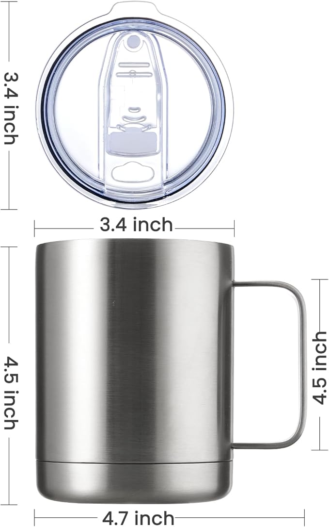 MEWAY 12oz Coffee Mug With Handle 2 Pack Bulk, Stainless Steel Insulated Travel - Image 4