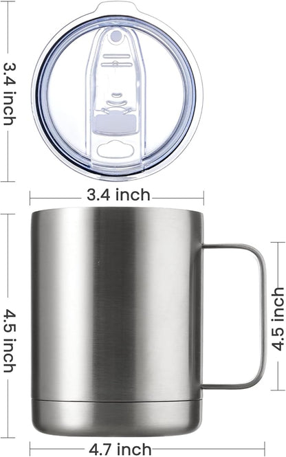 MEWAY 12oz Coffee Mug With Handle 2 Pack Bulk, Stainless Steel Insulated Travel - Image 4