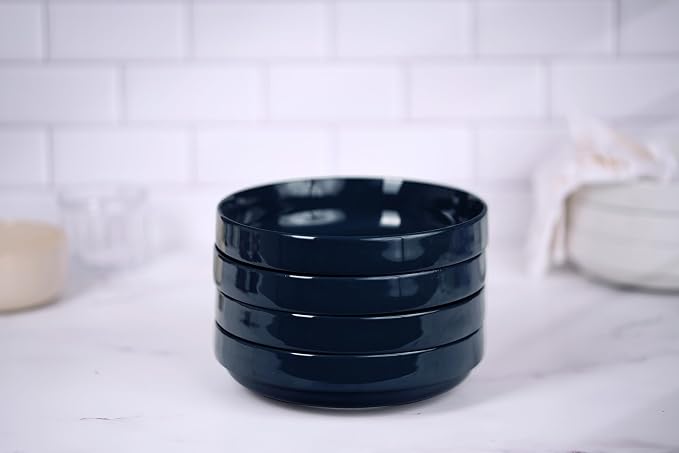 KooK Ceramic Large Pasta Bowls, Microwave and Dishwasher Safe, Shallow Serving - Image 2