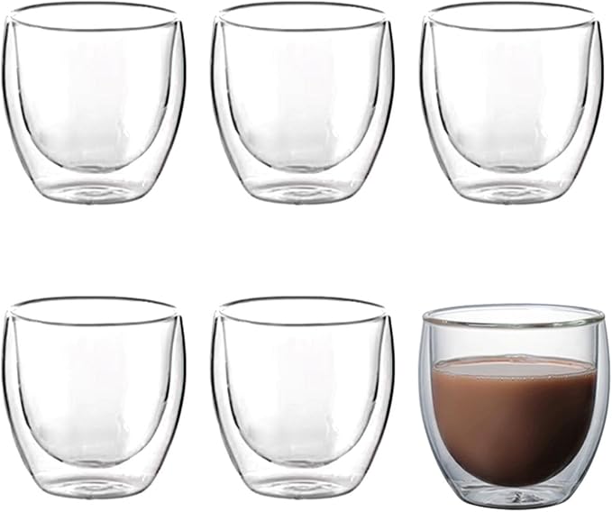 Double Wall Expresso Cups, 3 Ounce Glass Coffee Mugs | Small Insulated Clear by Unknown