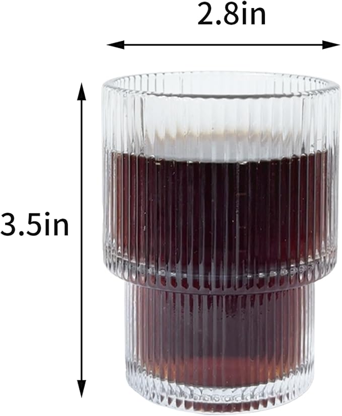 XKXKKE 7 oz Ribbed Drinking Glasses Set of 6, Highball Glasses Ridged Glass - Image 6