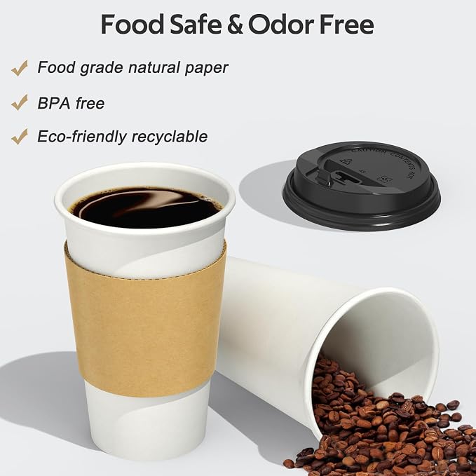 Dealusy 100 Pack 16 oz Disposable Coffee Cups - Image 5