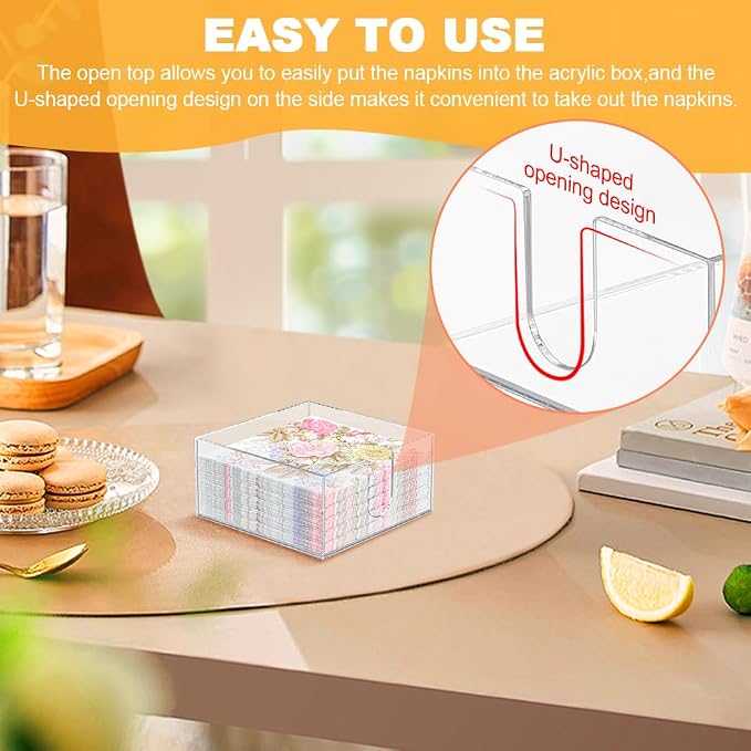 Acrylic Napkin Holder for Table, Cocktail Napkin Holder for 5.5 x 5.5 inch | - Image 4