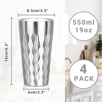 Stainless Steel Drinking Glasses, 19 oz Insulated Tumbler, 4 Pack Double Wall - Image 2