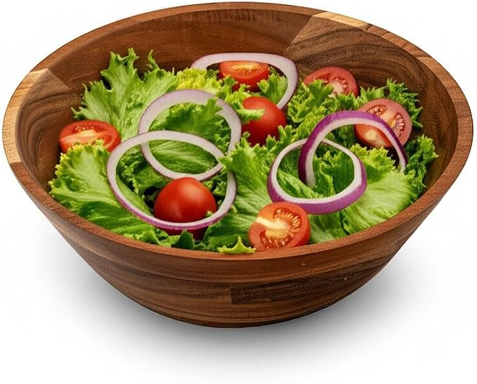 11-Inch Acacia Wood Salad Bowl, 1500 Cubic cm Volume, 1.5 Liter Capacity by WEBHUSHI