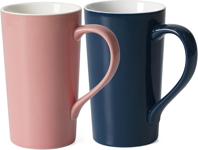 20 OZ Simple Pure Pink Blue Mug Plain Large Tall Ceramic Milk Tea Coffee Mug by Momugs