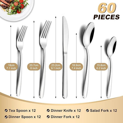 Pleafind 60-Piece Silverware Set Service - Image 2