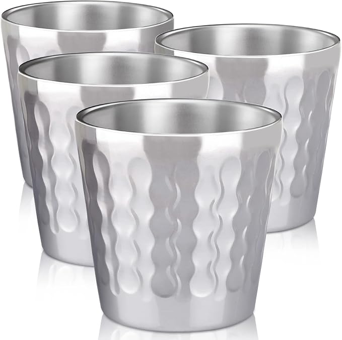 Beasea Stainless Steel Cups, 4 Pack 6oz Metal Drinking Stackable Double Wall by Beasea