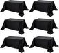 6-Pack Black Tablecloths for Rectangle Tables, 90 x 132 Inches, Stain-Resistant Polyester Fabric for 8 Foot Tables - Washable Table Covers for Weddings, Banquets, Birthday Parties, Events