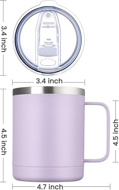 MEWAY 12oz Coffee Mug With Handle and Sliding Lid, Stainless Steel Travel - Image 4