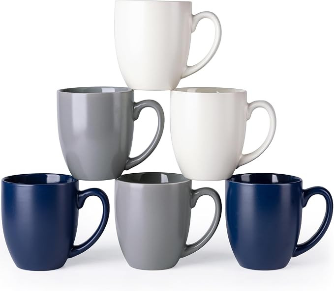AmorArc 16 oz Coffee Mugs Set of 6, Large Ceramic Coffee Cups Set | Classic by AmorArc