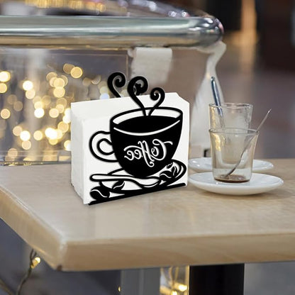 SUPERDANT Coffee Cup Napkin Holder for Tables Coffee Metal Kitchen Napkin Holder Vintage Tabletop Tissue Stand Rustic Cloth Napkins Holders Farmhouse Restaurants Hotel Party Table Decor