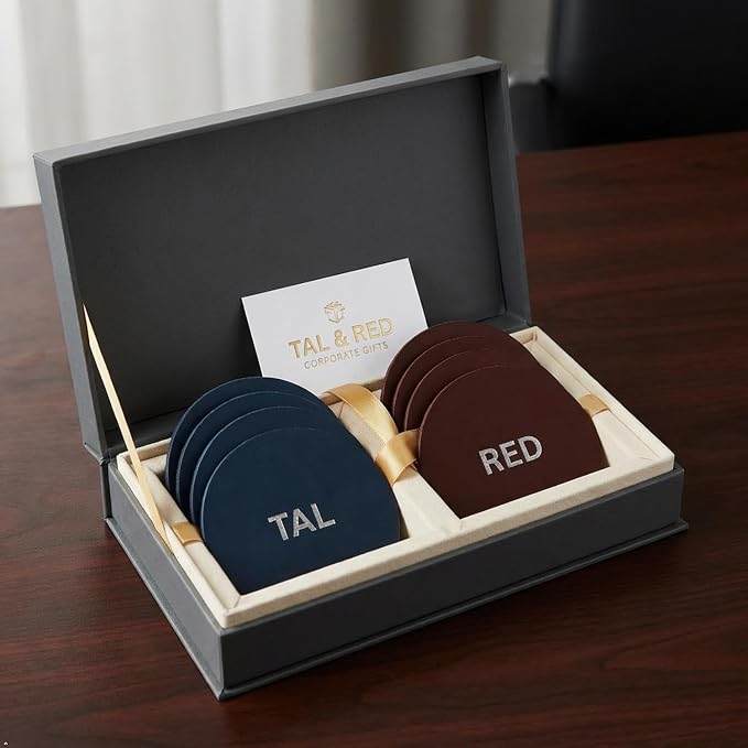Northwind Personalized Full Grain Leather Coasters Set of 4 | Made in USA - Image 4