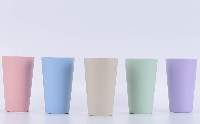 Wheat Straw Unbreakable Cup | 20 oz Reusable Water Drinking Glasses Sets of 10 - Image 6
