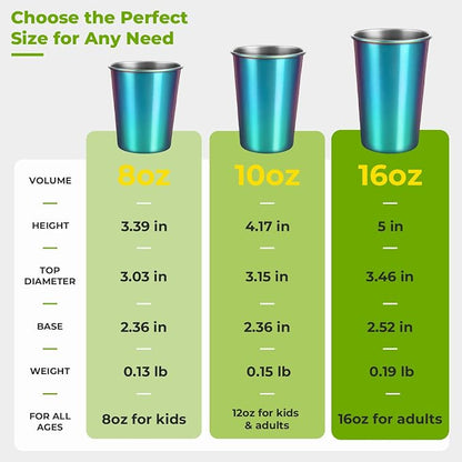 8oz Stainless Steel Pint Cups, Stackable Metal Drinking Glasses | Stainless - Image 8