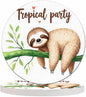Sleeping Sloth Round Coaster for Home Coffee Table Cute Tropical Animal Smile Sleep Relax Nature Branch Botanical Farmhouse Drink Coasters 100% Diatomite 4''X 4''X 0.35'' Printed Pattern