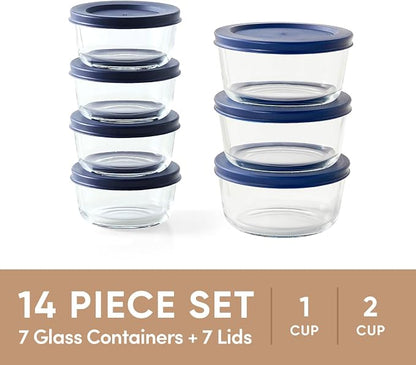 14-Piece Glass Food Storage Containers Set | 1-Cup & 2-Cup, Leakproof | - Image 3