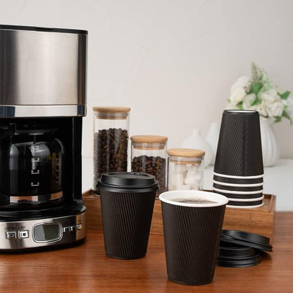 Restaurantware 8 Ounce Double Wall Disposable Coffee Cups, 500 Insulated Black - Image 7