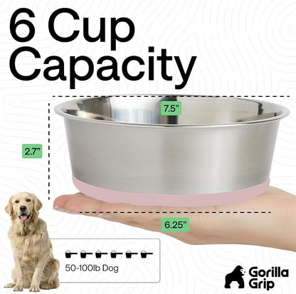 GORILLA GRIP Dog Bowls, Food Grade 304 Stainless Steel, Holds 6 Cups Each Food - Image 4