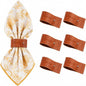 Reddish Brown Napkin Rings Set of 6 – Elegant Leather Napkin Ring Holders by Unknown