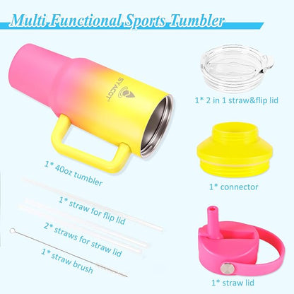 40 oz Tumbler with Handle and Straw or Convert to 40 oz Insulated Water Bottle - Image 6