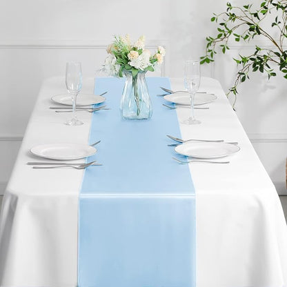 Manyshofu Baby Blue Satin Table Runner 12x72 - Image 7