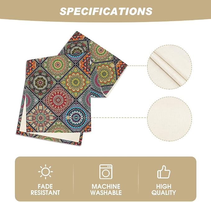 Artoid Mode Boho Bohemia Style Table Runner, Vintage Rustic Farmhouse Kitchen - Image 5