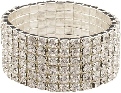 Ashford Napkin Ring, Sparkling Glass Rhinestones, for Cloth Napkins, Elegant Formal Dining Table Setting, Event, Wedding, Silver, 2", Set of 4