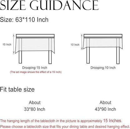 ISAENNE Designer Grayish Green Linen Extra Long Tablecloth Rectangle,Floral Stain Resistant Table Cloth,Fall Vintage Decor Tablecloths for Dining Thanksgiving Kitchen,63"*110"-Andrew A