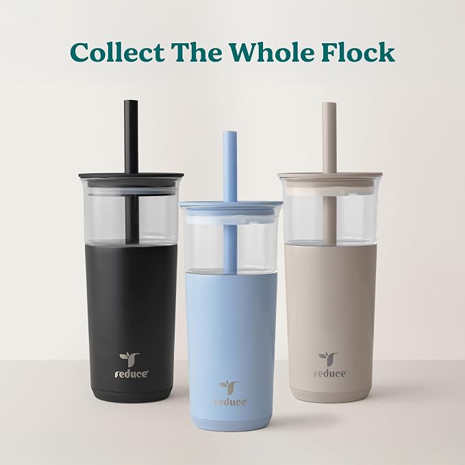 REDUCE Aspen - 20oz Vacuum Insulated Glass Tumbler - Extra Wide Straw & Lid | - Image 6