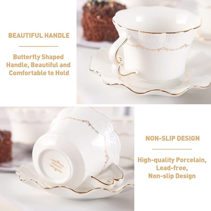DUJUST Tea Cups and Saucers - Image 4