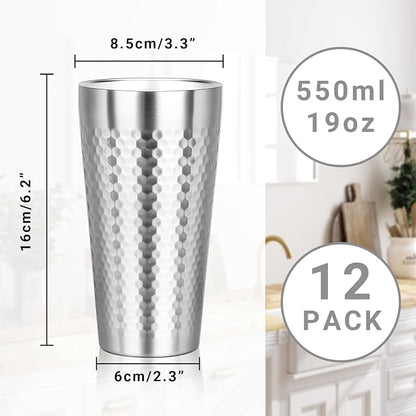 Metal Cup, 19 oz Insulated Tumbler, 12 Pack Double Wall Unbreakable Stackable - Image 2