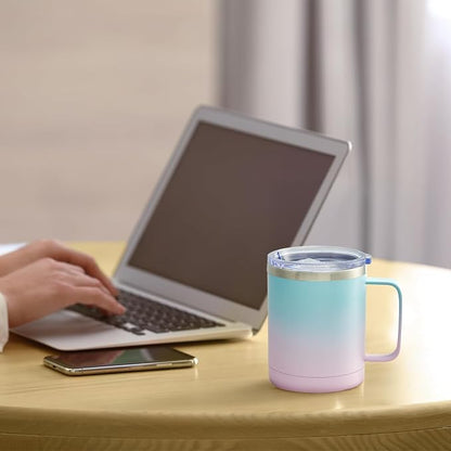 MEWAY 12oz Coffee Mug With Handle and Sliding Lid, Stainless Steel Travel - Image 6