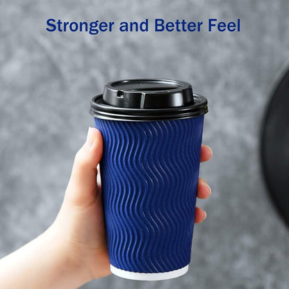 Disposable Coffee Cups with Lids and Straws - 16 oz Togo Hot Paper Coffee Cup - Image 3