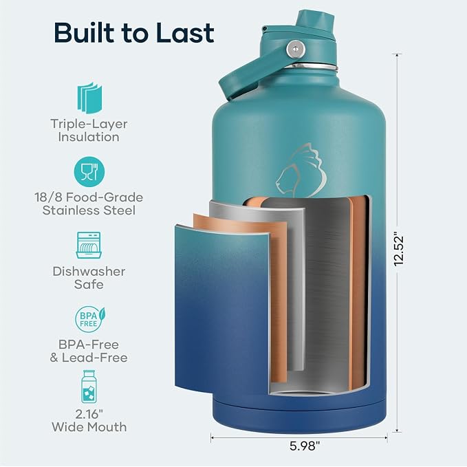 BUZIO 1 Gallon Water Bottle Insulated - Image 4