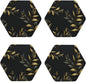 4Pcs Leather Coaster for Drinks Golden Olive Branch Cup Coasters Aesthetic by NONHAI