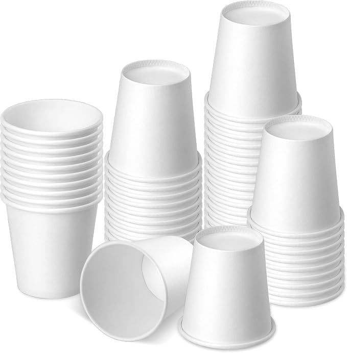 3 oz 50 Pack Disposable Cups, Small Paper Cups Mouthwash Cups | Bathroom Cups by Huaiid