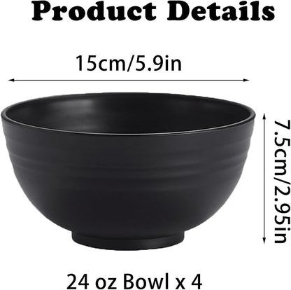 Unbreakable Wheat Straw Cereal Bowls Set of 4, 24 OZ Microwave and Dishwasher - Image 2