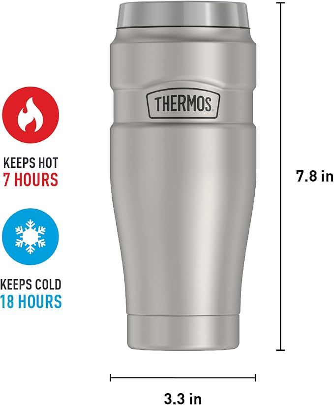 THERMOS Stainless King Travel Tumbler, 16 Ounce, Vacuum-Insulated | Matte Steel - Image 6