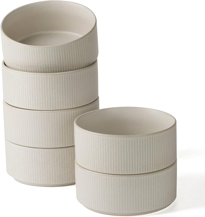 famiware Star Cereal Bowl Set, 23 oz Soup Bowls Set of 6, Matte White | Double by Famiware